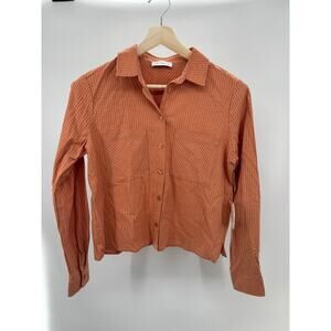 Lost + Wander Womens Shirt Orange PS Gingham Where The Heart Is Long Sleeve